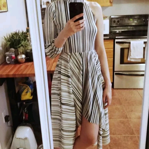 ASOS Striped One Sleeve Dress - Picture 2 of 2
